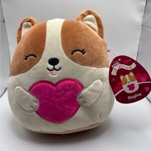 Squishmallows 8” Regina the Corgi squishmallow holding heart NEW WITH TAGS!!